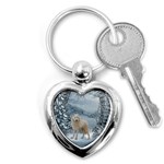 Wonderful Arctic Wolf In The Winter Landscape Key Chains (Heart)  Front