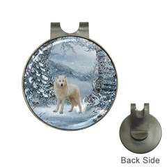 Wonderful Arctic Wolf In The Winter Landscape Hat Clips With Golf Markers by FantasyWorld7