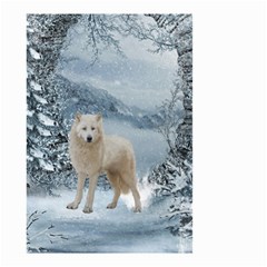 Wonderful Arctic Wolf In The Winter Landscape Small Garden Flag (two Sides) by FantasyWorld7