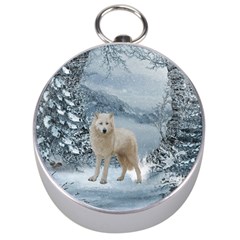 Wonderful Arctic Wolf In The Winter Landscape Silver Compasses by FantasyWorld7