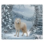 Wonderful Arctic Wolf In The Winter Landscape Double Sided Flano Blanket (Small) 