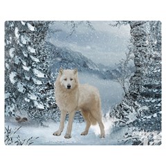 Wonderful Arctic Wolf In The Winter Landscape Double Sided Flano Blanket (medium)  by FantasyWorld7