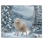 Wonderful Arctic Wolf In The Winter Landscape Double Sided Flano Blanket (Medium) 