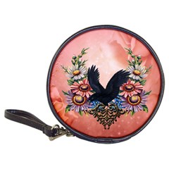 Wonderful Crow With Flowers On Red Vintage Dsign Classic 20-cd Wallets by FantasyWorld7