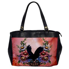 Wonderful Crow With Flowers On Red Vintage Dsign Oversize Office Handbag by FantasyWorld7