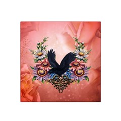 Wonderful Crow With Flowers On Red Vintage Dsign Satin Bandana Scarf by FantasyWorld7