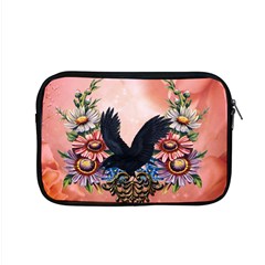 Wonderful Crow With Flowers On Red Vintage Dsign Apple Macbook Pro 15  Zipper Case by FantasyWorld7