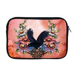 Wonderful Crow With Flowers On Red Vintage Dsign Apple Macbook Pro 17  Zipper Case by FantasyWorld7