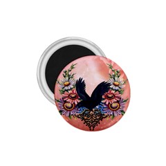 Wonderful Crow With Flowers On Red Vintage Dsign 1.75  Magnets