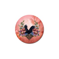 Wonderful Crow With Flowers On Red Vintage Dsign Golf Ball Marker (4 pack)