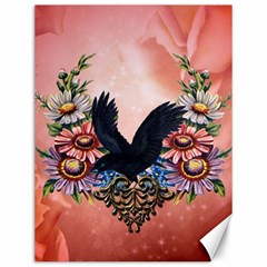 Wonderful Crow With Flowers On Red Vintage Dsign Canvas 12  X 16  by FantasyWorld7