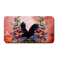 Wonderful Crow With Flowers On Red Vintage Dsign Medium Bar Mats by FantasyWorld7