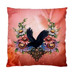 Wonderful Crow With Flowers On Red Vintage Dsign Standard Cushion Case (one Side) by FantasyWorld7