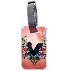 Wonderful Crow With Flowers On Red Vintage Dsign Luggage Tags (two Sides) by FantasyWorld7