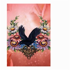 Wonderful Crow With Flowers On Red Vintage Dsign Small Garden Flag (Two Sides)