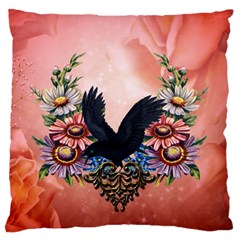 Wonderful Crow With Flowers On Red Vintage Dsign Standard Flano Cushion Case (one Side) by FantasyWorld7