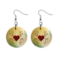 Wonderful Decorative Heart On Soft Vintage Background Mini Button Earrings by FantasyWorld7