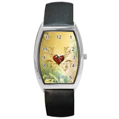 Wonderful Decorative Heart On Soft Vintage Background Barrel Style Metal Watch by FantasyWorld7