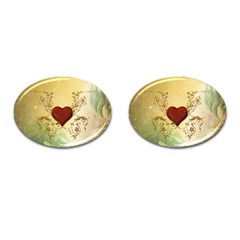 Wonderful Decorative Heart On Soft Vintage Background Cufflinks (oval) by FantasyWorld7