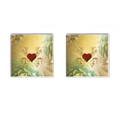 Wonderful Decorative Heart On Soft Vintage Background Cufflinks (square) by FantasyWorld7