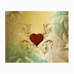 Wonderful Decorative Heart On Soft Vintage Background Small Glasses Cloth (2-side) by FantasyWorld7