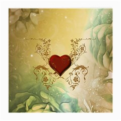 Wonderful Decorative Heart On Soft Vintage Background Medium Glasses Cloth by FantasyWorld7