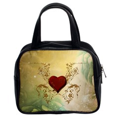 Wonderful Decorative Heart On Soft Vintage Background Classic Handbag (two Sides) by FantasyWorld7