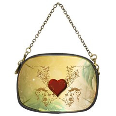 Wonderful Decorative Heart On Soft Vintage Background Chain Purse (two Sides) by FantasyWorld7