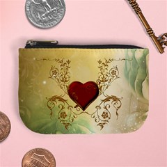 Wonderful Decorative Heart On Soft Vintage Background Mini Coin Purse by FantasyWorld7