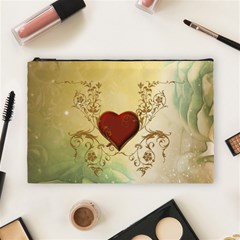 Wonderful Decorative Heart On Soft Vintage Background Cosmetic Bag (large) by FantasyWorld7