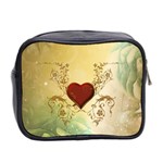 Wonderful Decorative Heart On Soft Vintage Background Mini Toiletries Bag (Two Sides) Back