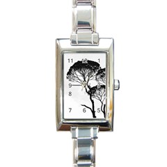 Silhouette Photo Of Trees Rectangle Italian Charm Watch