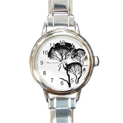 Silhouette Photo Of Trees Round Italian Charm Watch