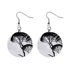 Silhouette Photo Of Trees Mini Button Earrings