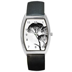 Silhouette Photo Of Trees Barrel Style Metal Watch