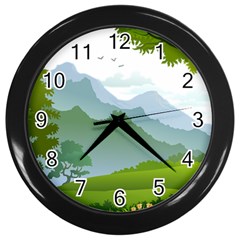 Forest Landscape Photography Illustration Wall Clock (Black)