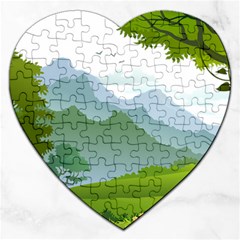 Forest Landscape Photography Illustration Jigsaw Puzzle (Heart)