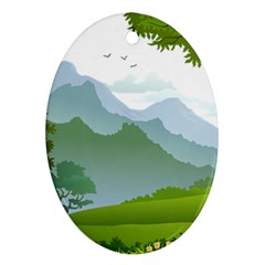 Forest Landscape Photography Illustration Oval Ornament (Two Sides)