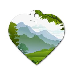 Forest Landscape Photography Illustration Dog Tag Heart (One Side)