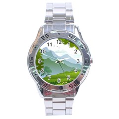 Forest Landscape Photography Illustration Stainless Steel Analogue Watch