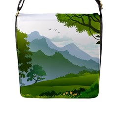 Forest Landscape Photography Illustration Flap Closure Messenger Bag (L)