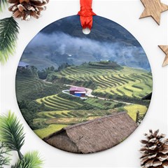 Rock Scenery The H Mong People Home Ornament (Round)