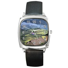 Rock Scenery The H Mong People Home Square Metal Watch