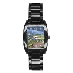 Rock Scenery The H Mong People Home Stainless Steel Barrel Watch