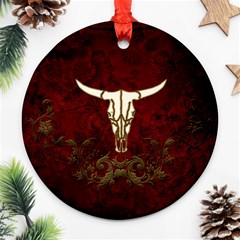 Awesome Cow Skeleton Ornament (round) by FantasyWorld7