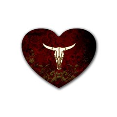 Awesome Cow Skeleton Rubber Coaster (heart)  by FantasyWorld7