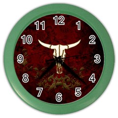 Awesome Cow Skeleton Color Wall Clock by FantasyWorld7