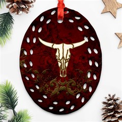 Awesome Cow Skeleton Ornament (oval Filigree) by FantasyWorld7