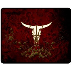 Awesome Cow Skeleton Double Sided Fleece Blanket (medium)  by FantasyWorld7