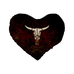 Awesome Cow Skeleton Standard 16  Premium Flano Heart Shape Cushions by FantasyWorld7